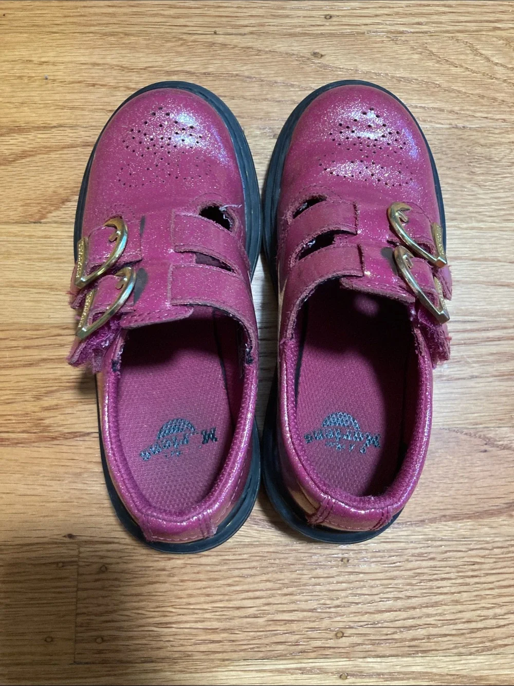 Dr. Martens Girls' Glitter Pink Double-Buckle Mary Jane Shoes